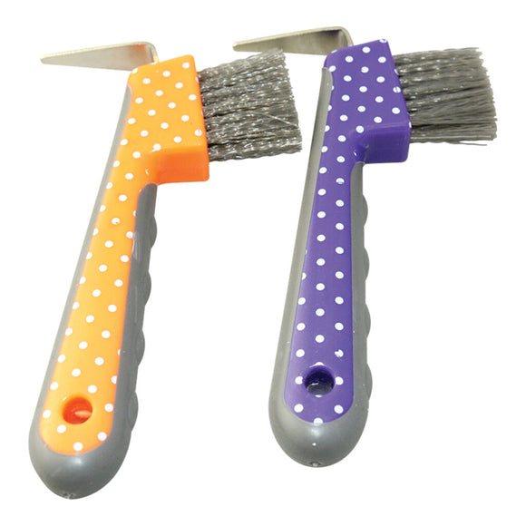 EUREKA – SPOTTED EASY GRIP HOOF PICK AND BRUSH - Rugs4horses